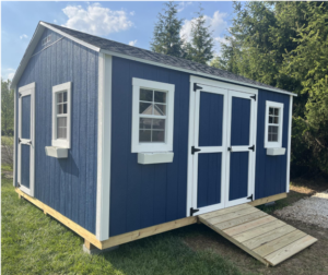 Wooden garden shed with double doors