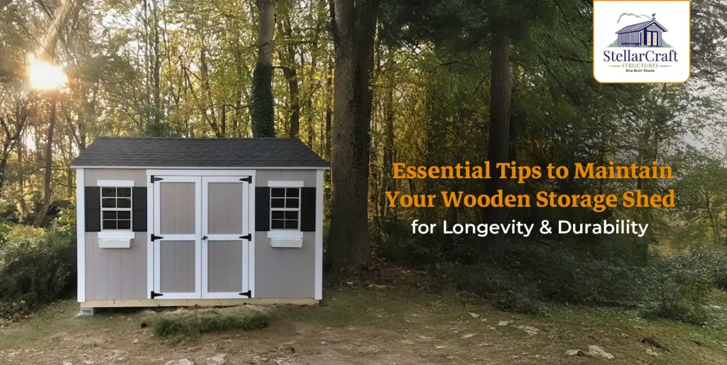 Wooden storage shed by StellarCraft Structures