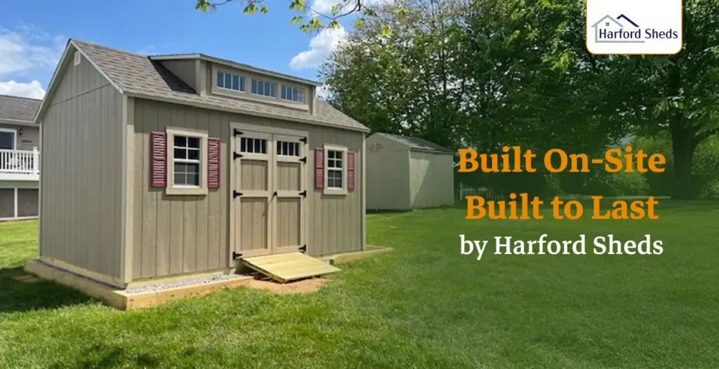 Custom workshop shed constructed by Harford Sheds