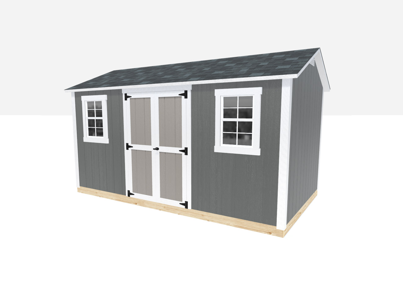 A frame shed rendering, grey paint